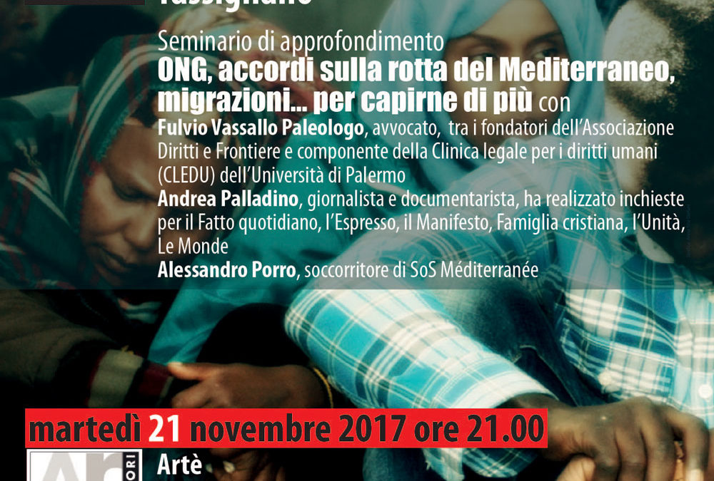 Immigrazione: giovedì 16 novembre il seminario ‘ONG, accordi sulla rotta del mediterraneo, migrazioni… Per capirne di più”